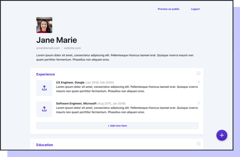 Resume builder example app